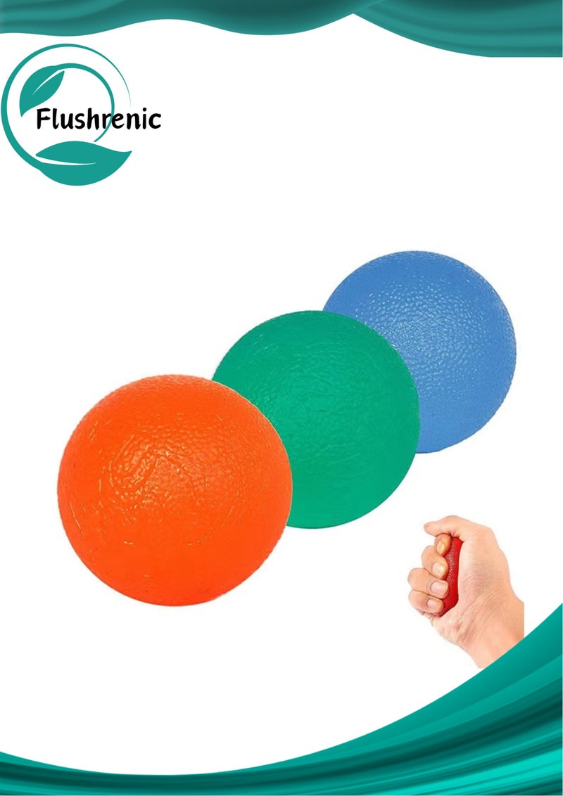 Flushrenic 3 Pcs Resistance Levels Hand Exercise Balls, Stress Balls for Adults, Squeeze Balls for Physical Therapy, Hand Grip Strength Trainer Hand Squeezers for Strength, Wrist Forearm Finger Exerciser - Image 1
